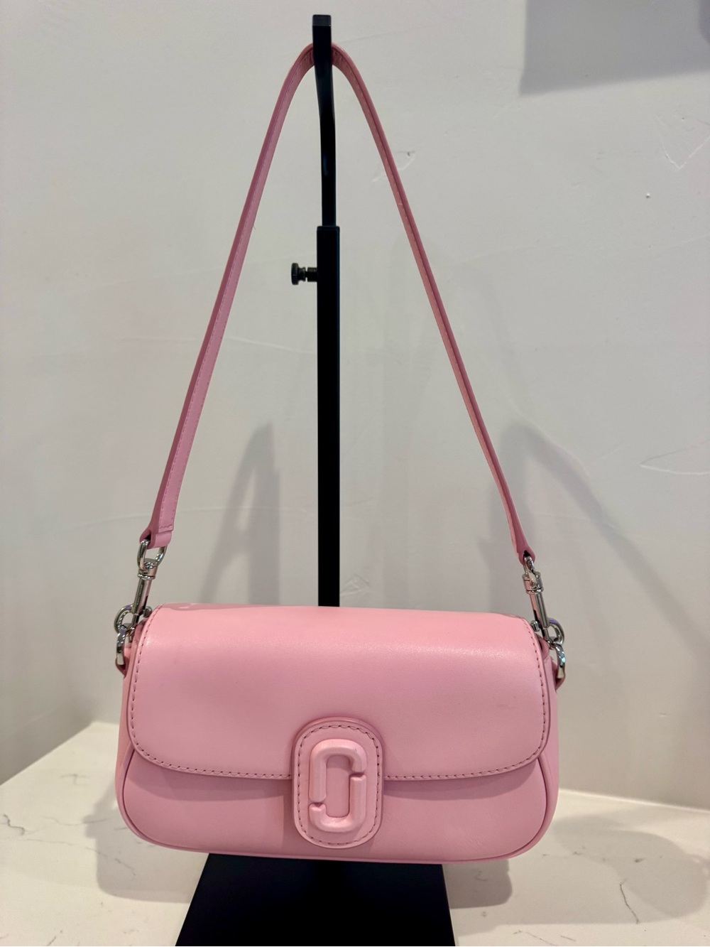 Marc Jacobs Pink Leather Shoulder Bag with Silver Hardware